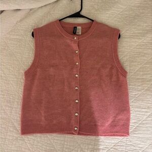 Pink Sleeveless Button-Up Top